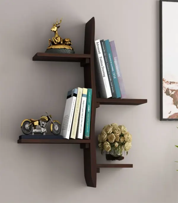 Netura Sheesham Wood Wall Shelf (Walnut Finish)