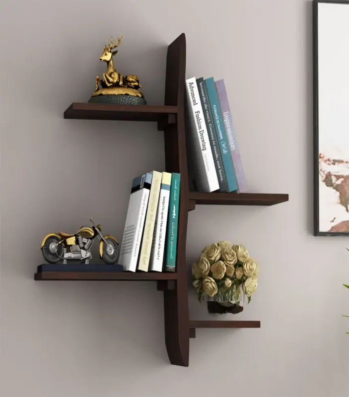 Netura Sheesham Wood Wall Shelf (Walnut Finish)