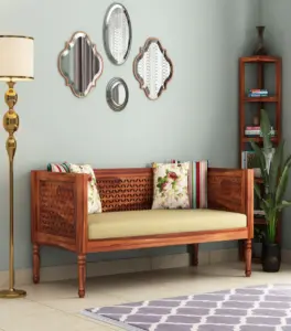 Angolica Sheesham Wood Diwan Bed (Honey Finish)
