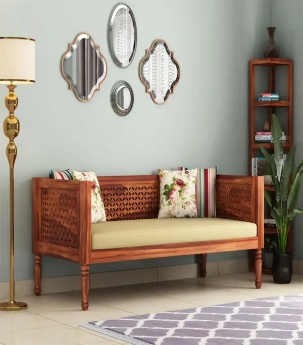 Angolica Sheesham Wood Diwan Bed (Honey Finish)