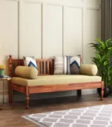 Taurac Sheesham Wood Diwan Bed (Honey Finish)