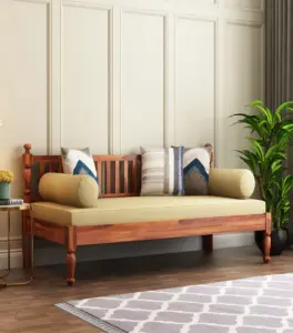 Taurac Sheesham Wood Diwan Bed (Honey Finish)