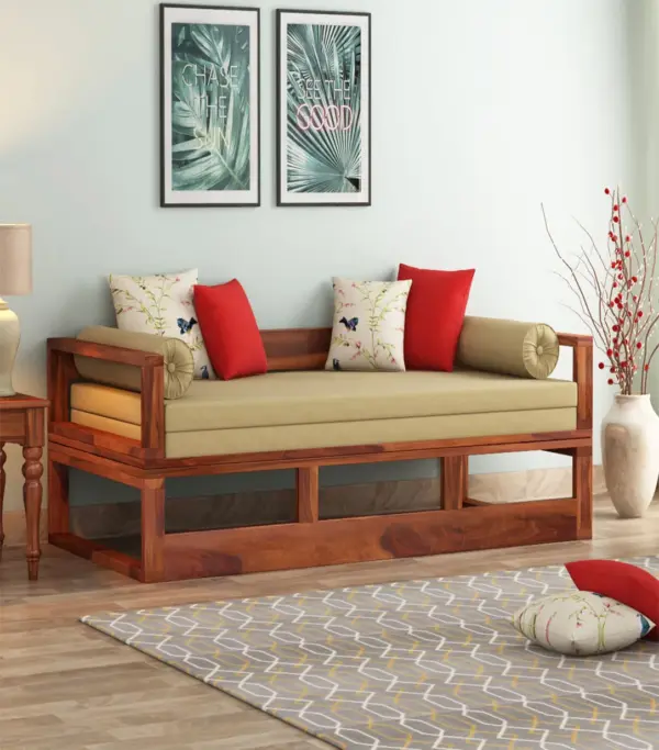 Becon Sheesham Wood Diwan Cum Bed (Honey Finish)