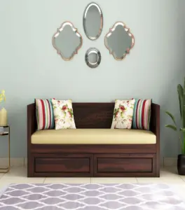 Angolica Sheesham Wood Diwan Bed with Drawer Storage (Walnut Finish)