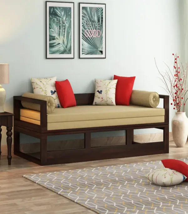 Becon Sheesham Wood Diwan Cum Bed (Walnut Finish)