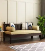 Taurac Sheesham Wood Diwan Bed (Walnut Finish)