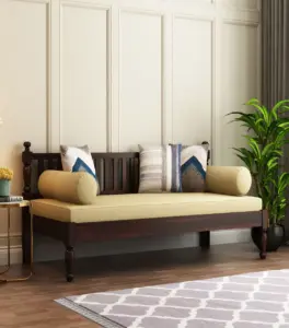 Taurac Sheesham Wood Diwan Bed (Walnut Finish)