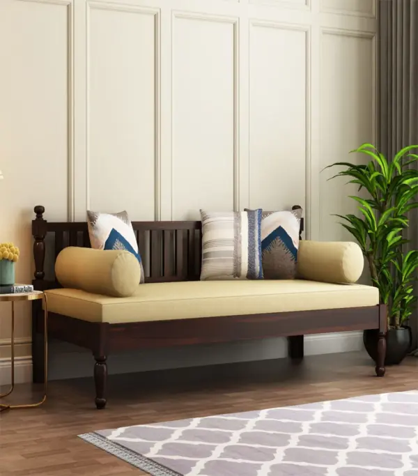 Taurac Sheesham Wood Diwan Bed (Walnut Finish)