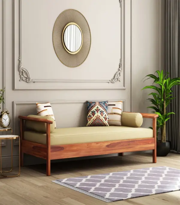 Lyona Sheesham Wood Diwan Bed (Honey Finish)