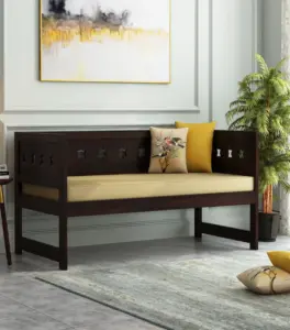 Sewayze Sheesham Wood Diwan Bed without Storage (Walnut Finish)