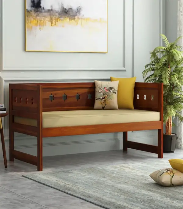Sewayze Sheesham Wood Diwan Bed without Storage (Honey Finish)