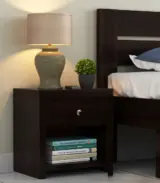 Tonzel Sheesham Wood Bedside Table with Drawer Storage (Walnut Finish)