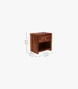 Tonzel Sheesham Wood Bedside Table with Drawer Storage (Honey Finish) - Image 2