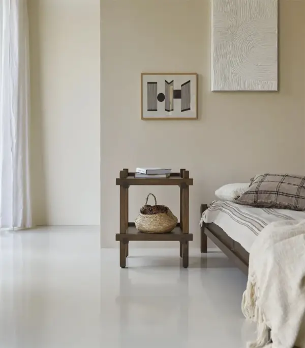 Arket Solid Mango Wood Bedside Table with Open Storage (Dark Finish)