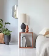 Kwarno Sheesham Wood Bedside Table with Open Storage (Natural Finish)