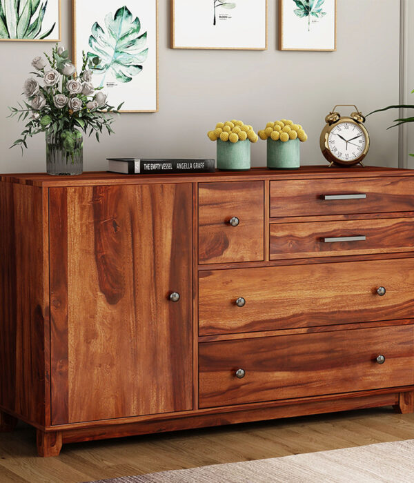 Lunesta 4-Drawer Wooden Chest Of Drawers (Honey Finish)