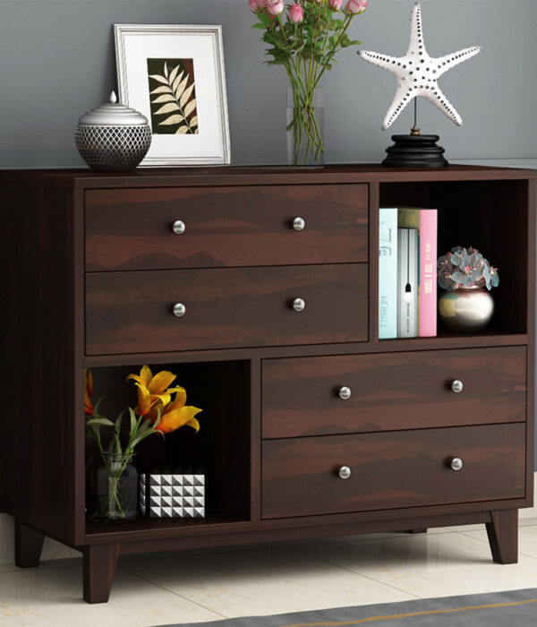 Rochel 4-Drawer Wooden Chest Of Drawers (Walnut Finish)