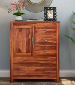 Alvon Sheesham Wood Chest Of Drawers (Honey Finish)