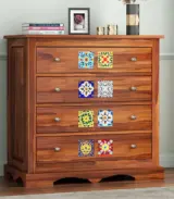 Roko Sheesham Wood Chest Of Drawers (Honey Finish)