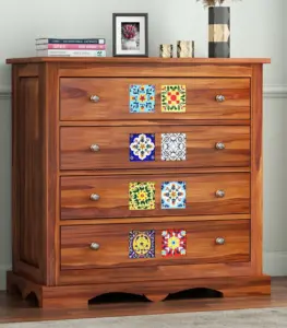 Roko Sheesham Wood Chest Of Drawers (Honey Finish)