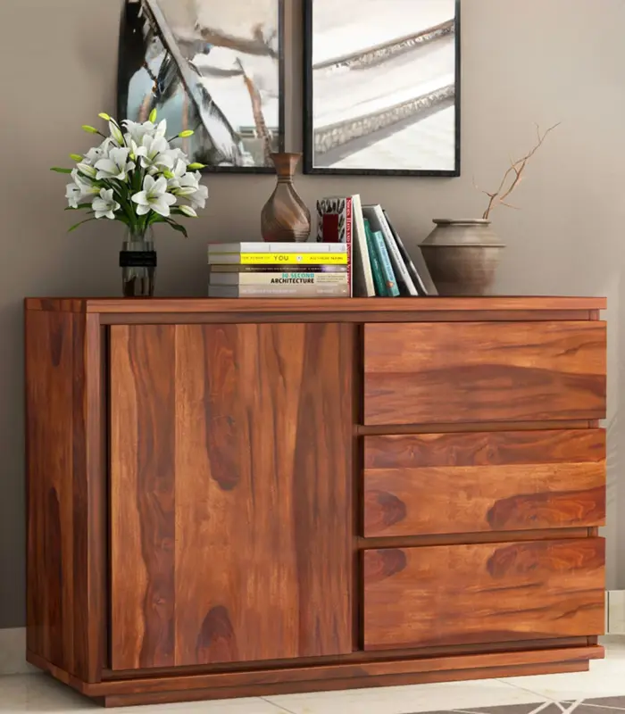 Hezeline Sheesham Wood Chest Of Drawers (Honey Finish)