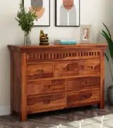 Arolph Sheesham Wood Chest Of Drawers (Honey Finish)