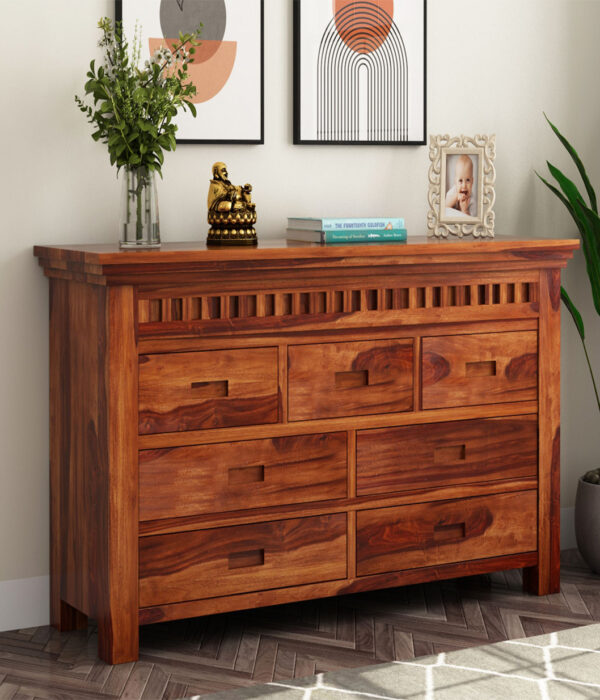 Adolph Wooden Chest Of Drawers (Honey Finish)