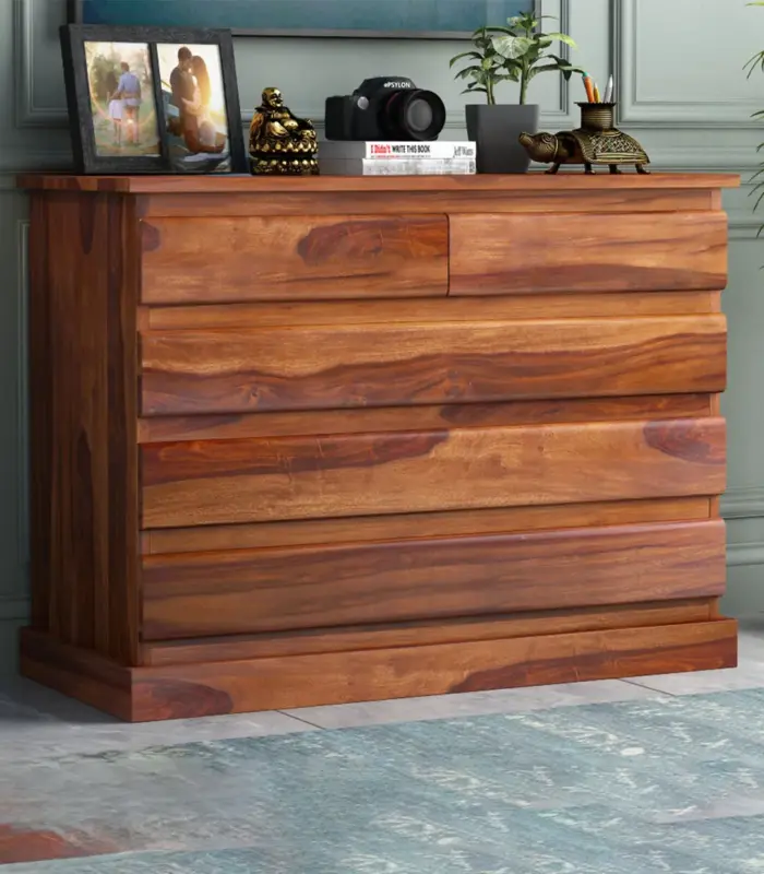 Mcollie Sheesham Wood Chest Of Drawers (Honey Finish)