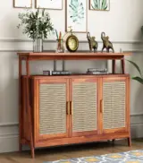 Elrin Sheesham Wood Console Table with Box and Open Storage (Honey Finish)