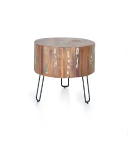 Tollish Reclaimed Wood Coffee Table with Metal Legs (Natural Finish)