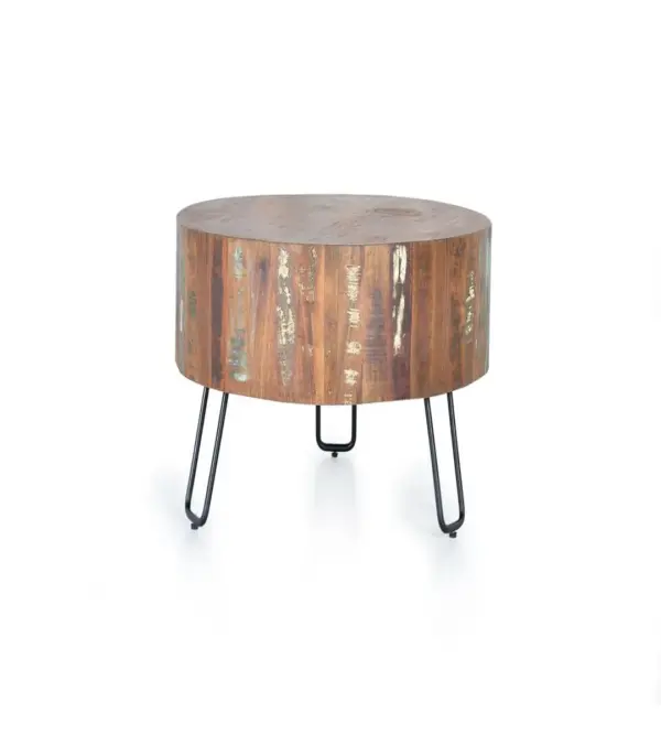 Tollish Reclaimed Wood Coffee Table with Metal Legs (Natural Finish)