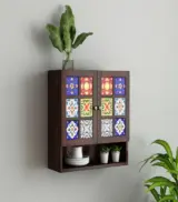 Symone Sheesham Wood Wall Mounted Kitchen Rack (Walnut Finish)