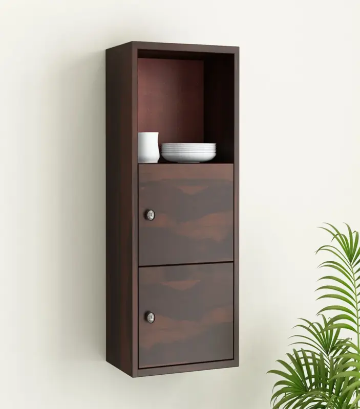 Medknight Sheesham Wood Wall Mounted Kitchen Rack (Walnut Finish)
