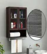 Tavies Sheesham Wood Wall Mounted Bathroom Cabinet (Walnut Finish)