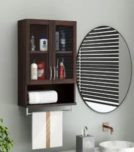 Tavies Sheesham Wood Wall Mounted Bathroom Cabinet (Walnut Finish)