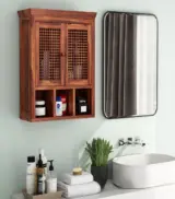 Shyea Sheesham Wood Wall Mounted Bathroom Cabinet (Honey Finish)