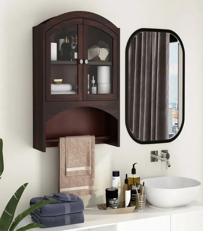 Mendrix Sheesham Wood Wall Mounted Bathroom Cabinet (Walnut Finish)