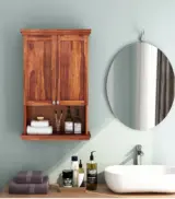 Froey Sheesham Wood Wall Mounted Bathroom Cabinet (Honey Finish)