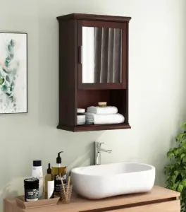 Nowland Sheesham Wood Wall Mounted Bathroom Cabinet (Walnut Finish)