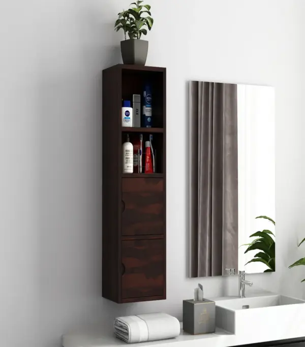 Medknight Sheesham Wood Wall Mounted Bathroom Cabinet (Walnut Finish)