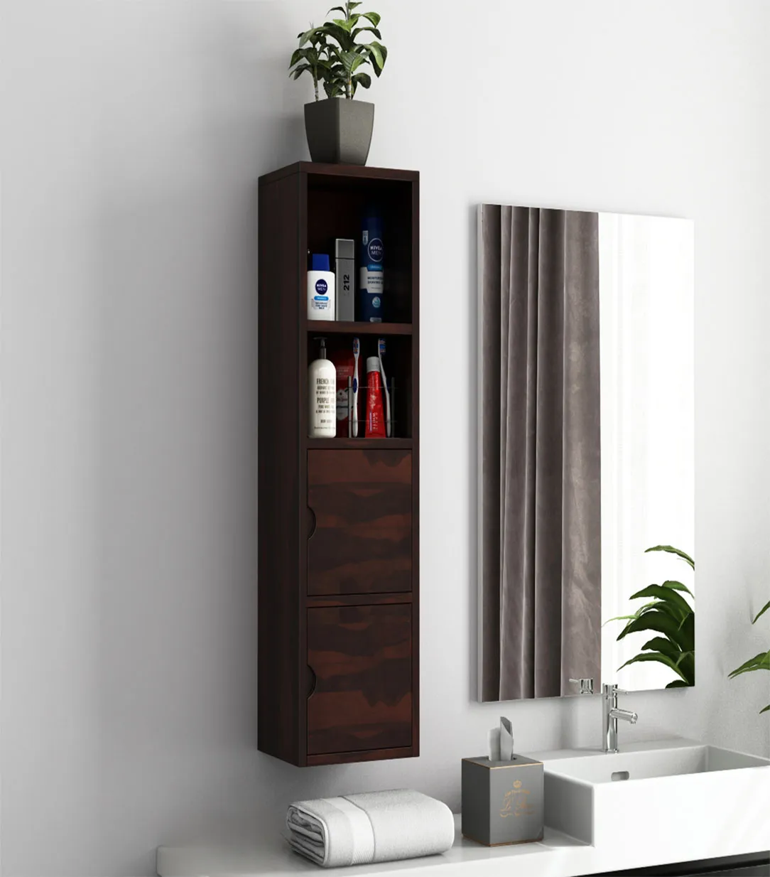 Medknight Sheesham Wood Wall Mounted Bathroom Cabinet (Walnut Finish) Medknight Sheesham Wood Wall Mounted Bathroom Cabinet (Walnut Finish)