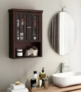 Darney Sheesham Wood Wall Mounted Bathroom Cabinet (Walnut Finish)