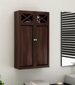 Usparza Sheesham Wood Wall Mounted Bathroom Cabinet (Walnut Finish)