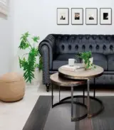 Tollish Brass Top with Metal Base Set of 2 Coffee Tables (Natural Finish)