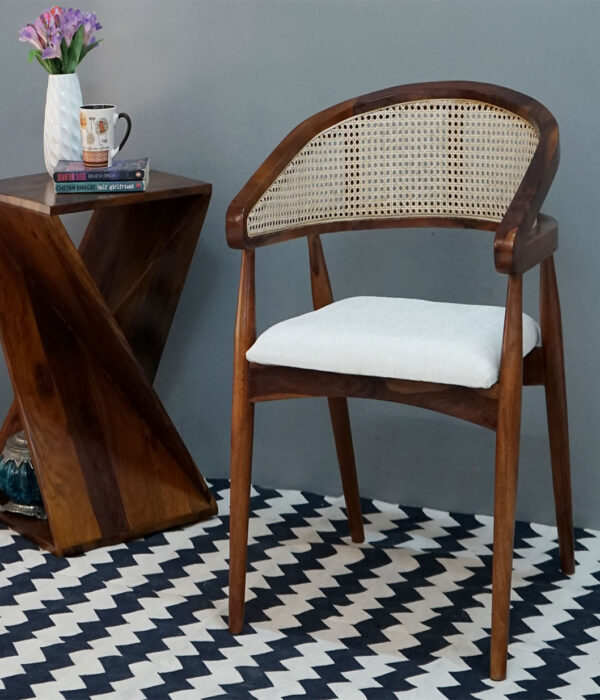 Alexia Curved Arm Chair with Cane (Honey Finish)