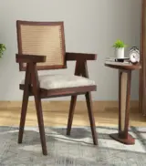 Tiegler Sheesham Wood Frame with Cushioned Velvet Seating Arm Chair (Walnut Finish)