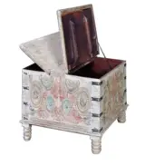 Relicesh Solid Mango Wood Hand Carved Coffee Table with Storage (Natural Finish) - Image 2