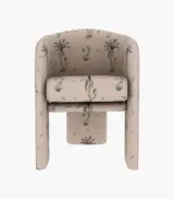 Edona Mango Wood Frame with Cushioned Velvet Seating Arm Chair (Cream Tropical) - Image 2