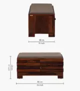 Syena Sheesham Wood Shoe Rack with Cushion Seating (Provincial Teak Finish) - Image 2