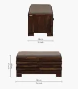 Syena Sheesham Wood Shoe Rack with Cushion Seating (Honey Oak Finish) - Image 2